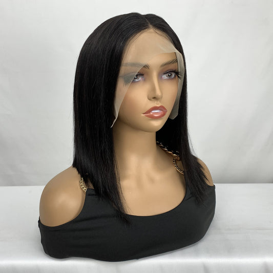 Double drawn 10" human hair wig