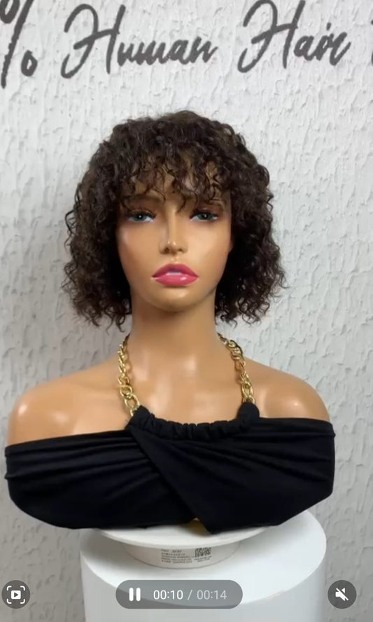 Bob Human Hair Wig with fringe- Curly
