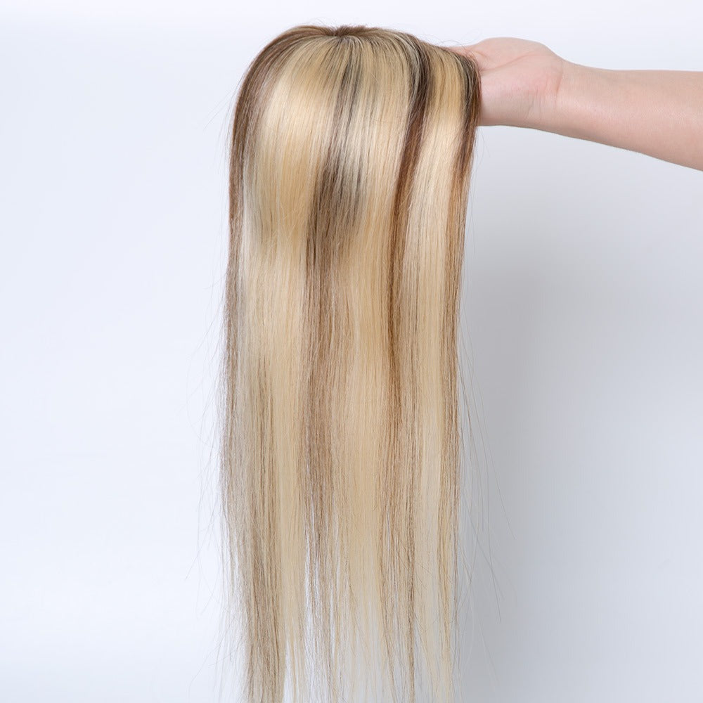 Mono base European human hair topper Color 22 with highlights #4