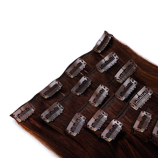 Clip-in human hair extensions color #4