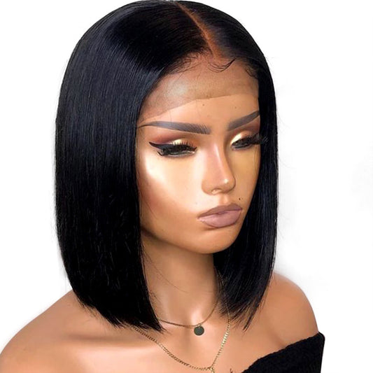 Short Human Hair Lace Frontal Wig N 180%