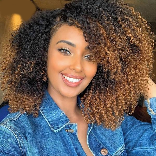 3b 3c Clip In Hair Extensions Kinky Curly 1b/27 Ombre
