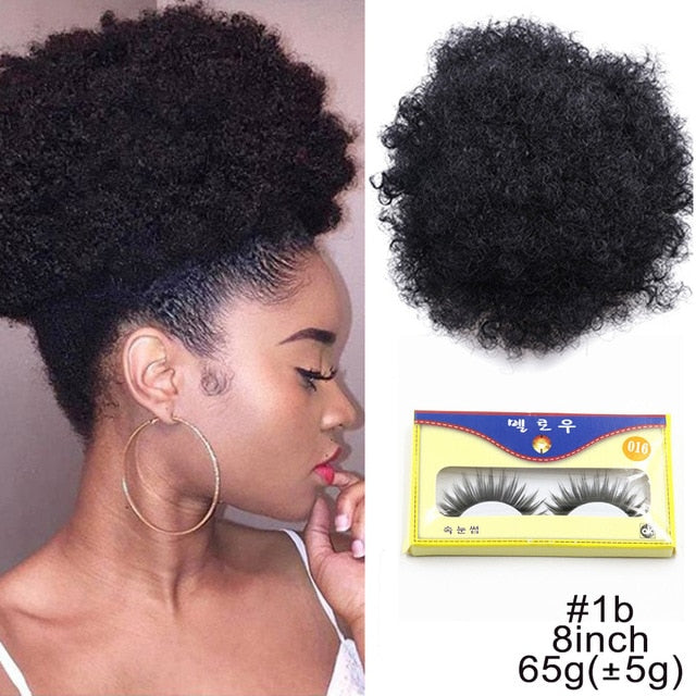 Puff Afro Curly Ponytail Clip in Hair Bun