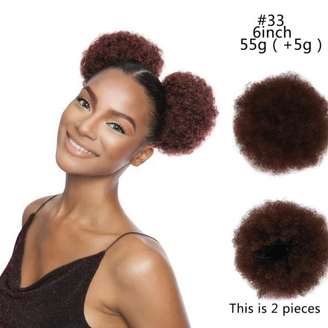 Puff Afro Curly Ponytail Clip in Hair Bun