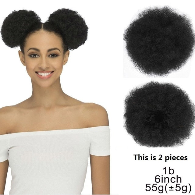 Puff Afro Curly Ponytail Clip in Hair Bun
