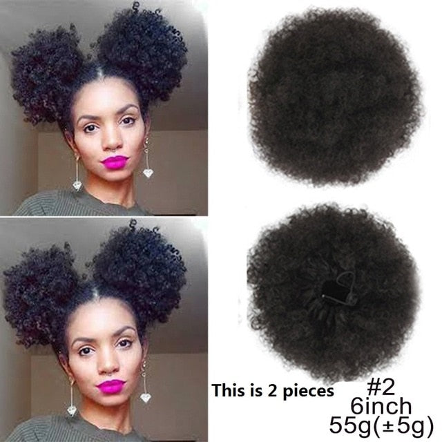 Puff Afro Curly Ponytail Clip in Hair Bun