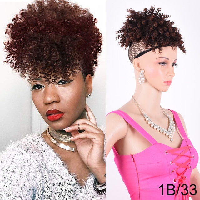 Clip in Afro Kinky Curly Ponytail With Bangs
