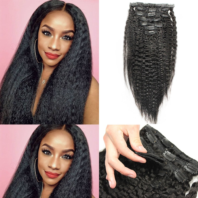 KINKY STRAIGHT BRAZILIAN CLIP IN HAIR EXTENSIONS - Demyhair