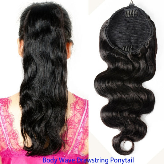Drawstring Ponytail Brazilian Remy Human Hair Extensions