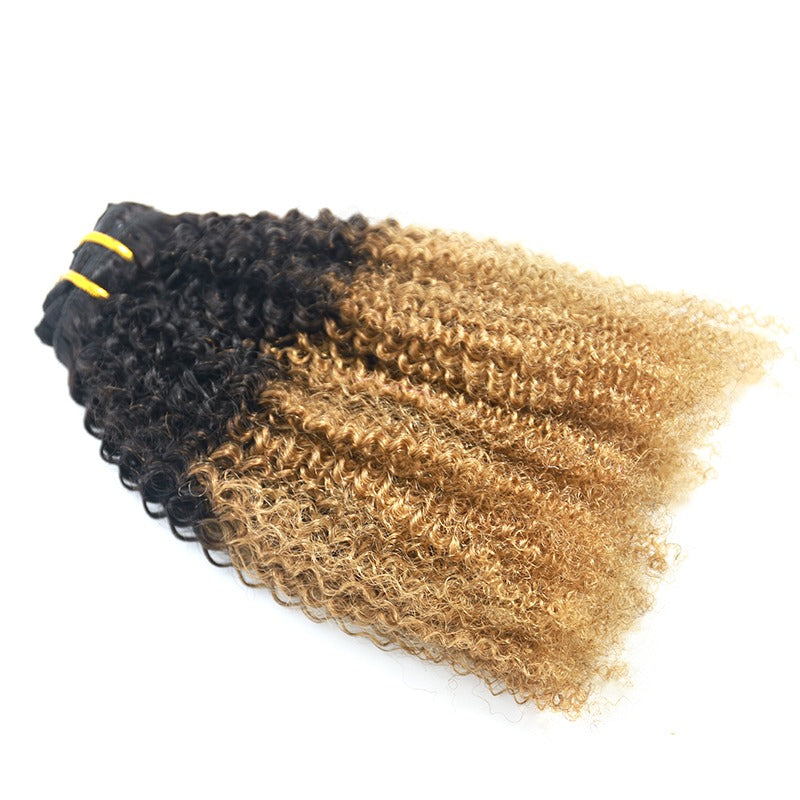 3b 3c Clip In Hair Extensions Kinky Curly 1b/27 Ombre