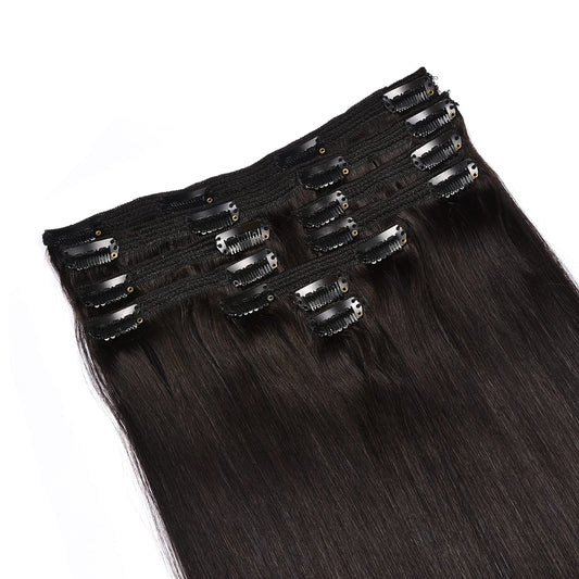 Clip-in Human Hair Extensions #1B